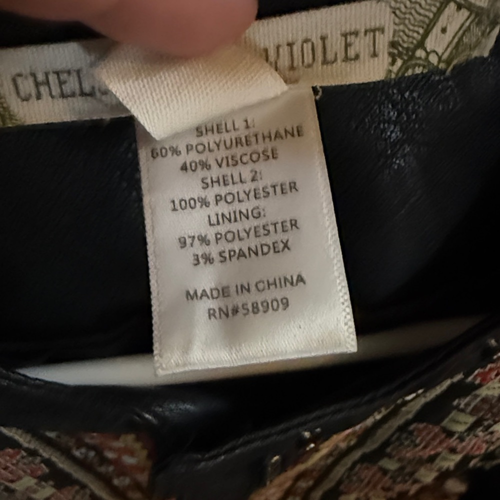 Chelsea & Violet Embroidered Jacquard Faux Leather Jacket Womens L Multicolor - Picture 6 of 7
